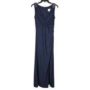 Patra Womens Sz 4 Elegant Evening Gown Formal Long Dress Navy Blue Mother Bride